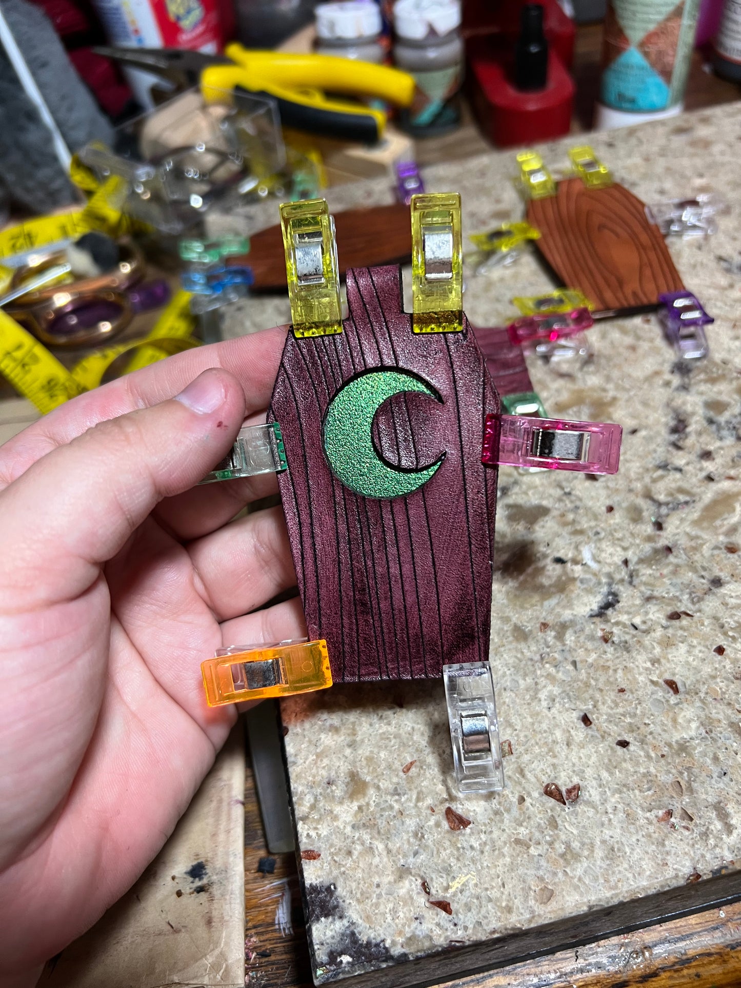 Coffin Leather Keychain