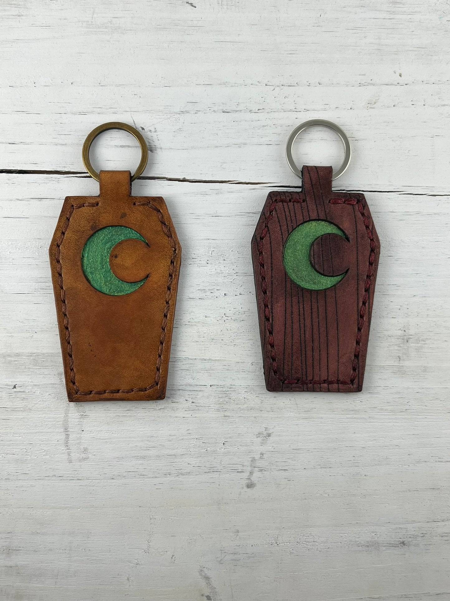 Coffin Leather Keychain
