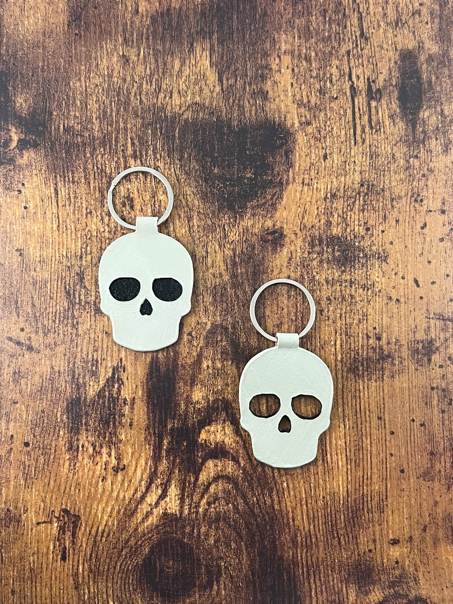 Skull Leather Keychain