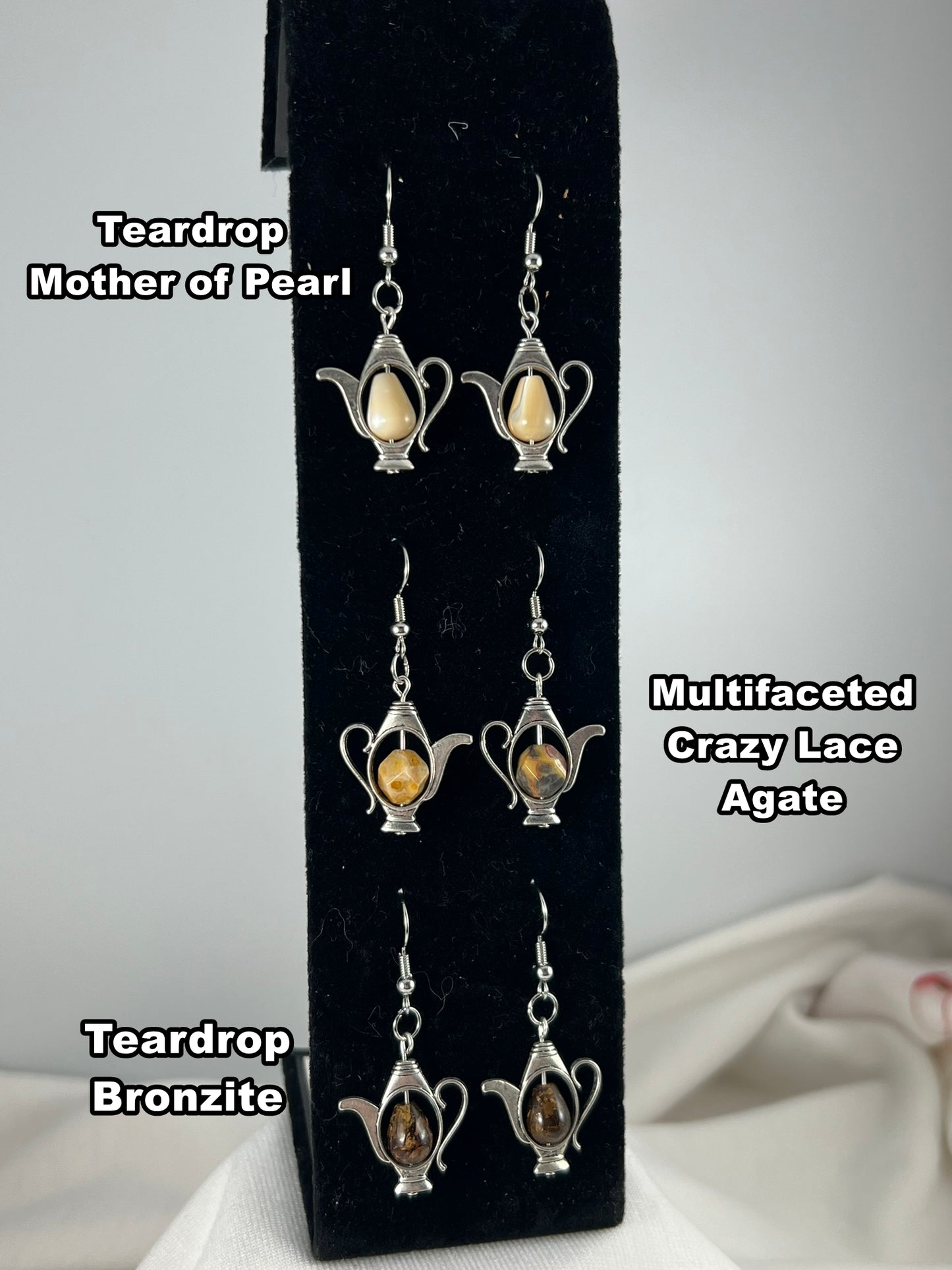 Semi-Precious Teapot Earrings