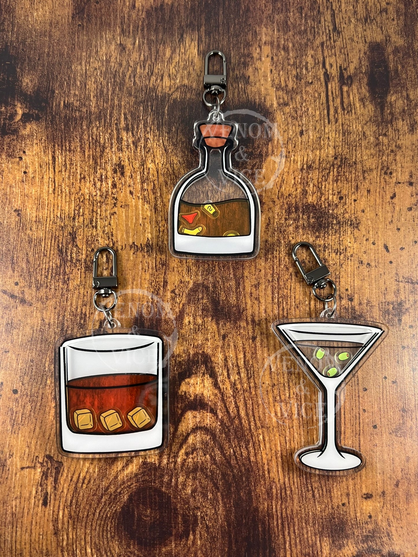 Alcoholic Acrylic Shaker Keychains