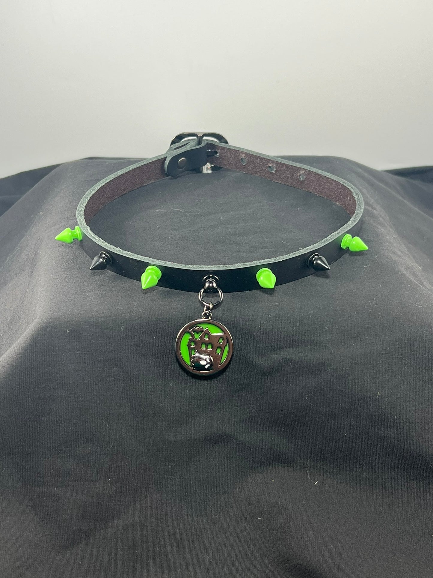 Halloween Charm Black Base Leather Choker