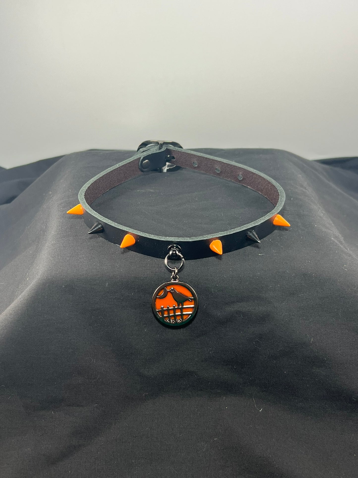 Halloween Charm Black Base Leather Choker
