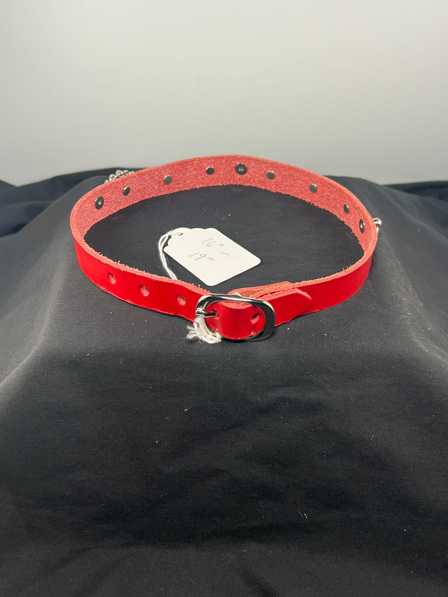 Bejeweled Bat Red Leather Choker