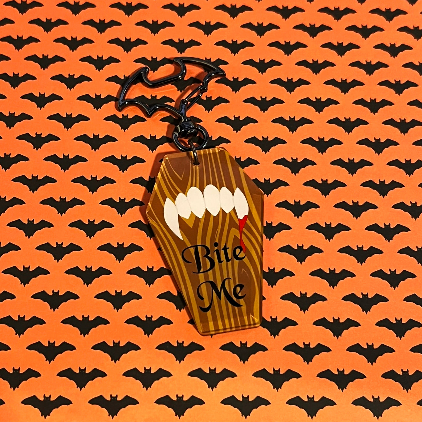 Bite Me Acrylic Coffin Keychain