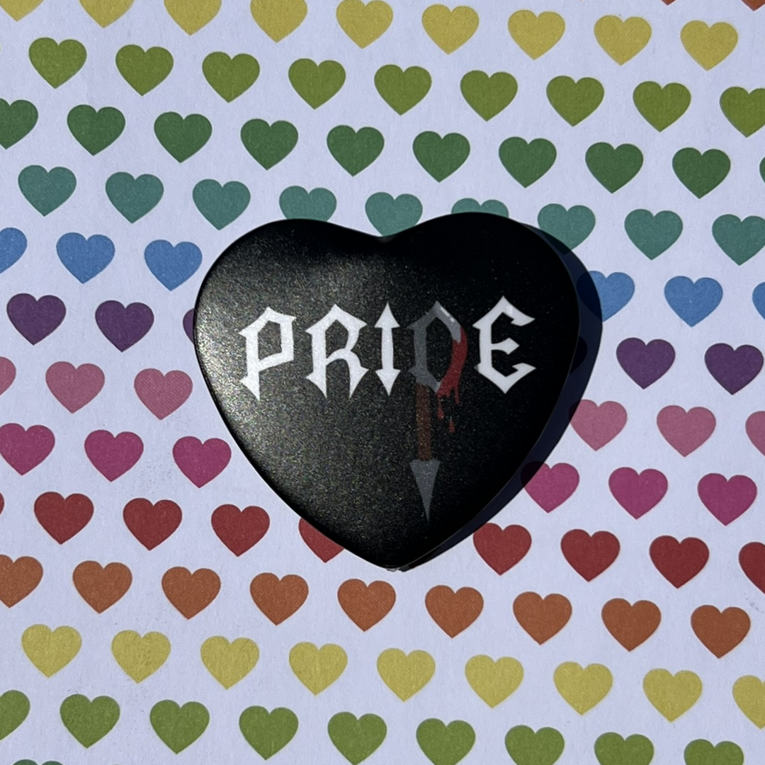 Metal Pride Heart Button