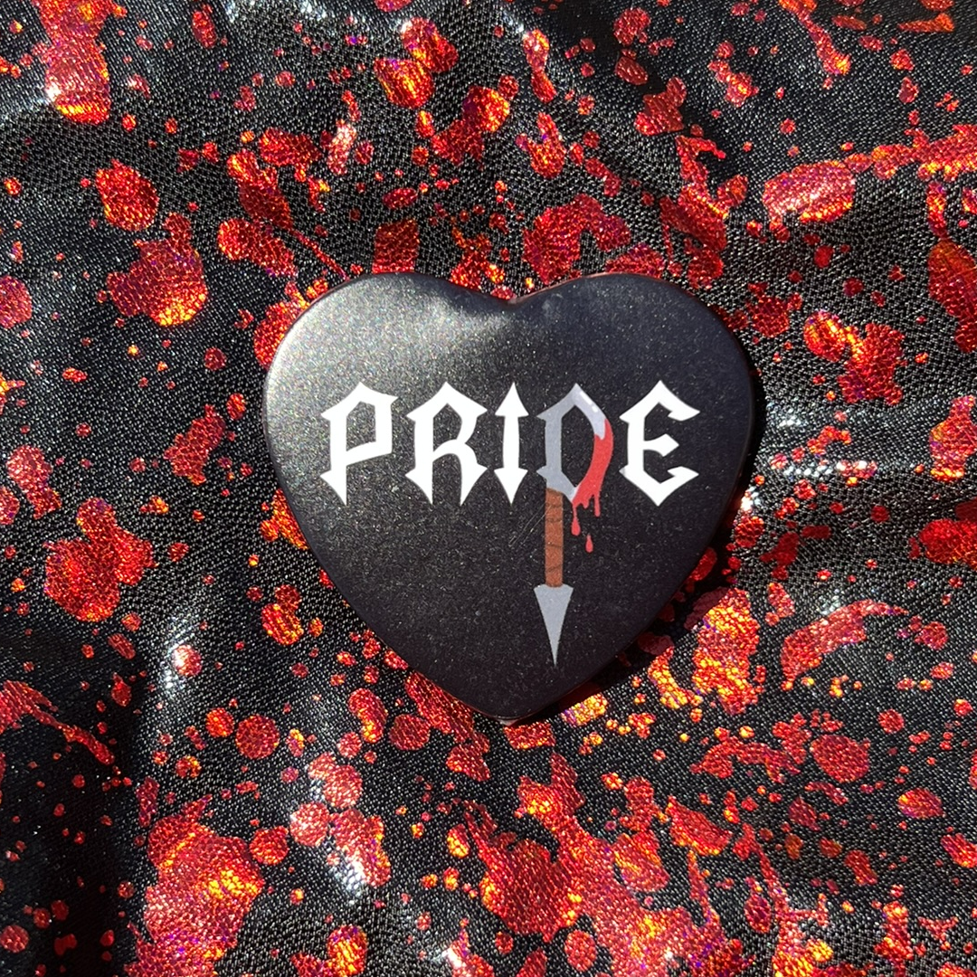 Metal Pride Heart Button