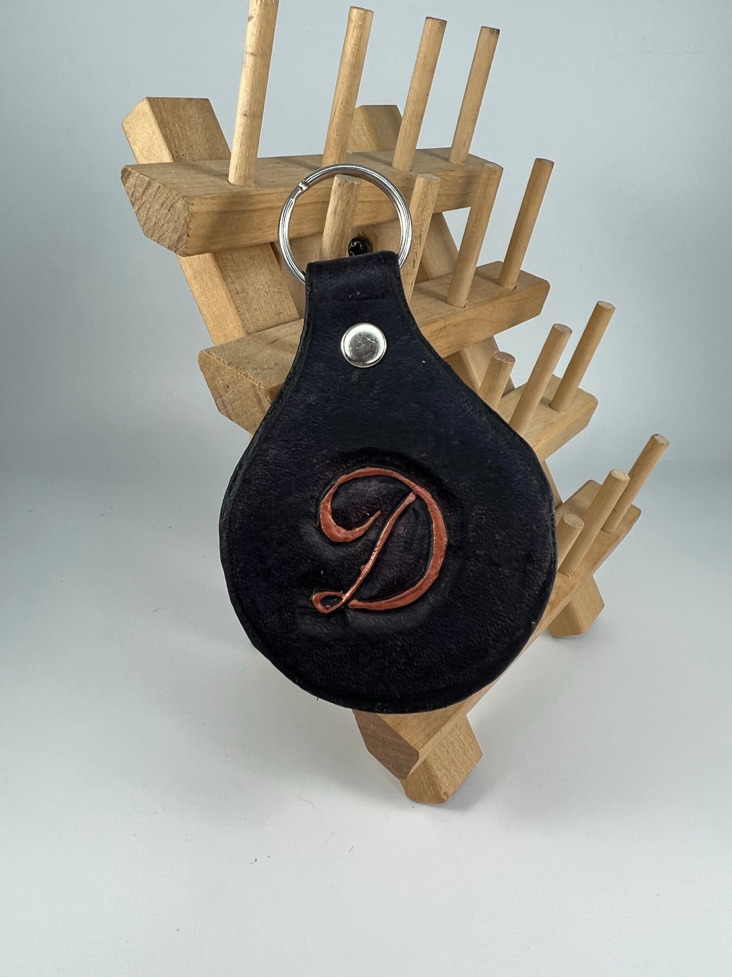 Initial Leather Keychain