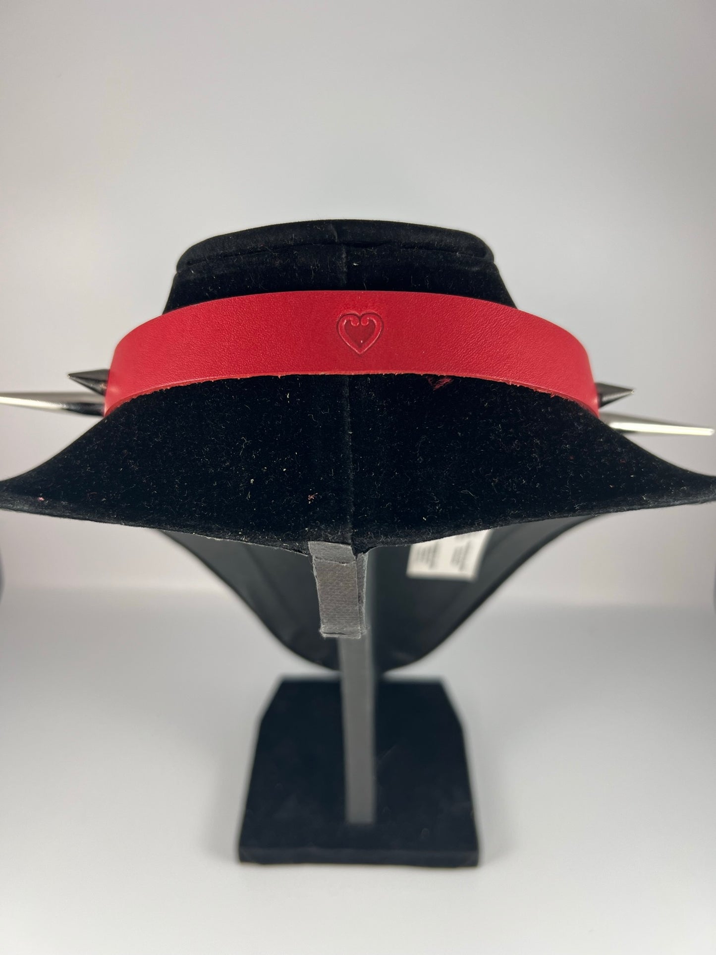 Black and Silver Spiked Leather Heart Ring Choker