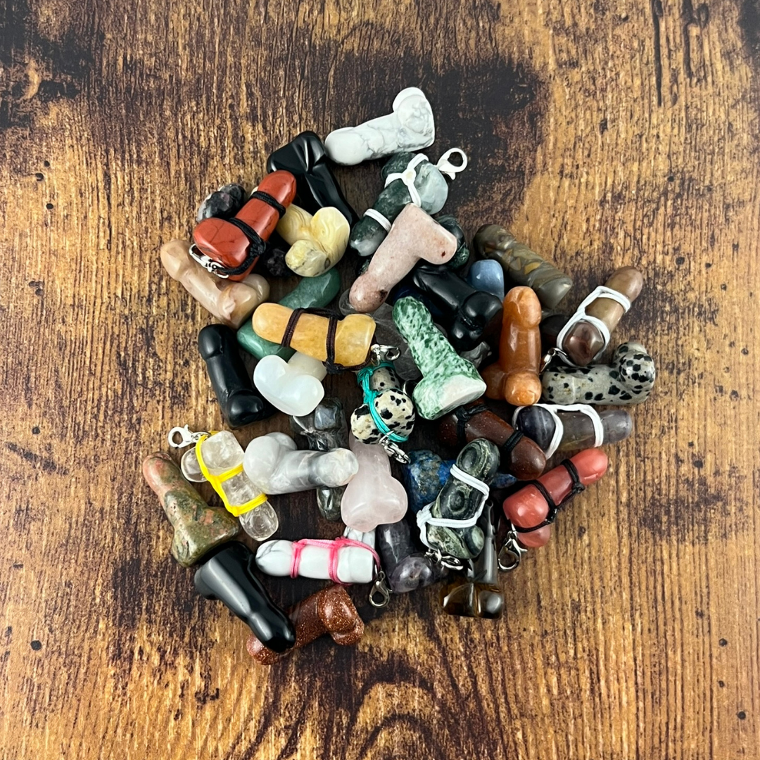 [18+ Only]"Shibari" Wrapped Mini Penis Gemstone Necklaces