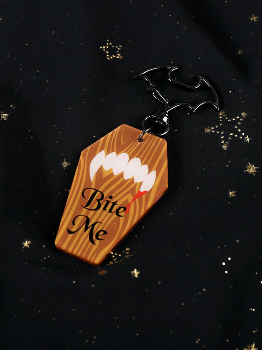 Bite Me Acrylic Coffin Keychain