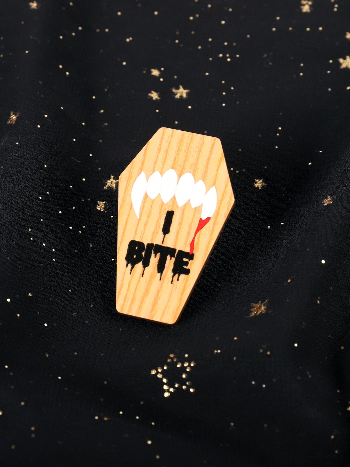 I Bite Vampire Wooden Pin