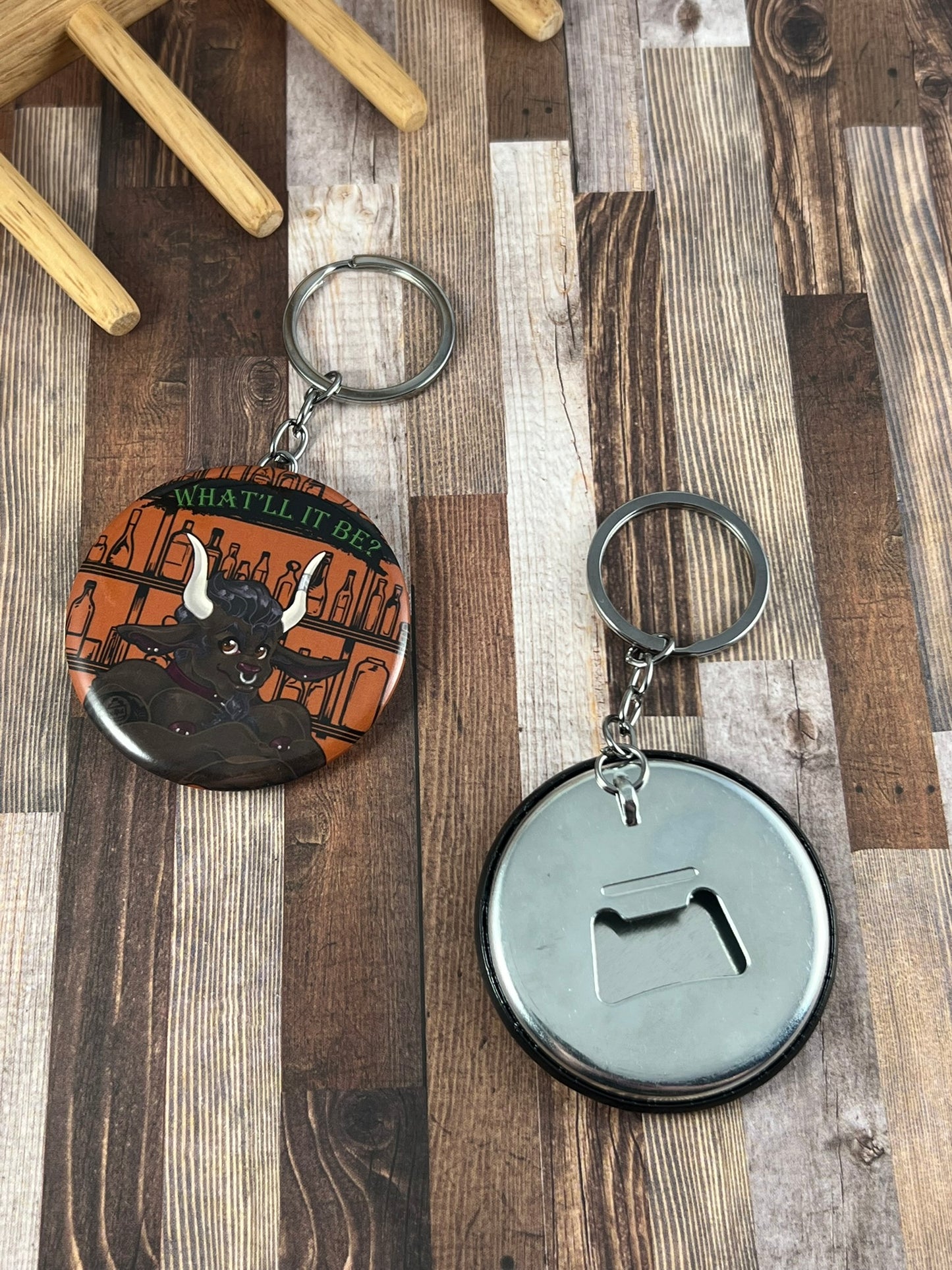 Bottle Opener Button Keychain