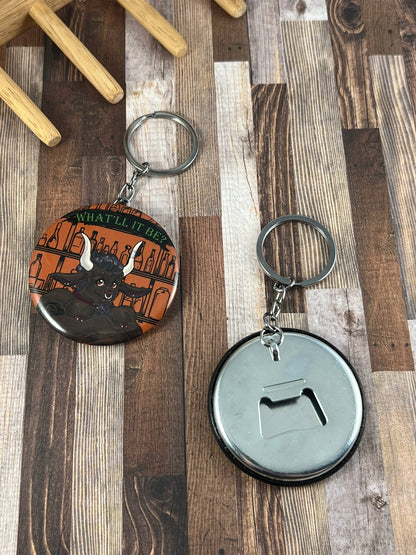 Bottle Opener Button Keychain