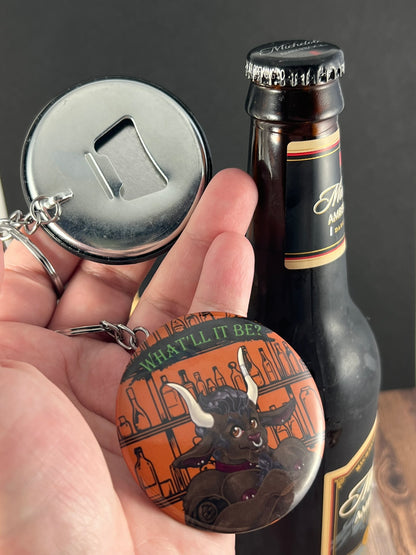 Bottle Opener Button Keychain