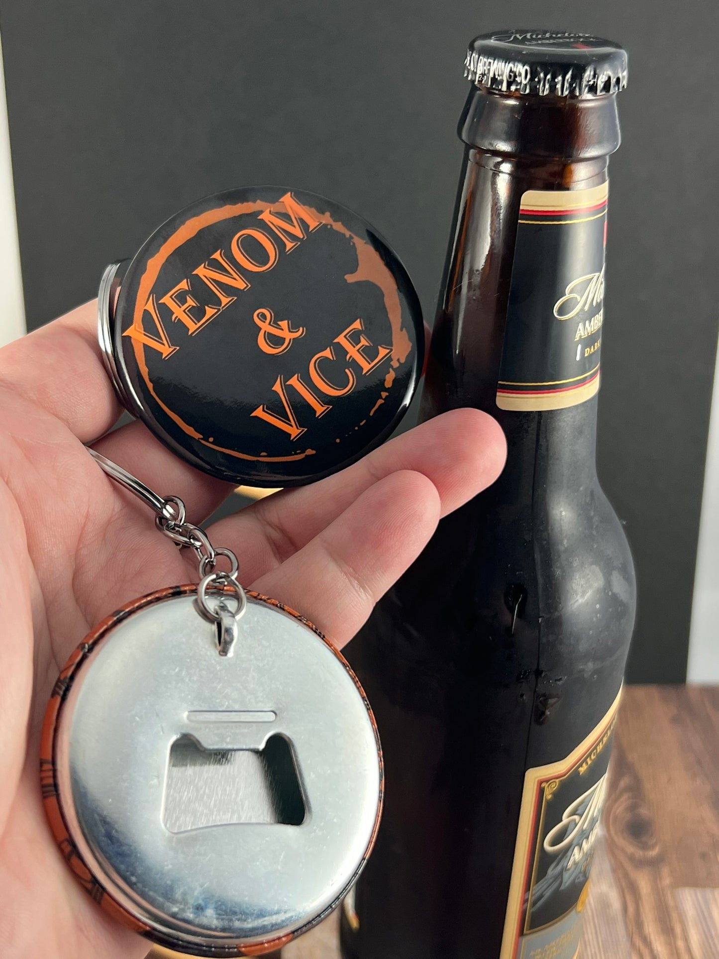 Bottle Opener Button Keychain