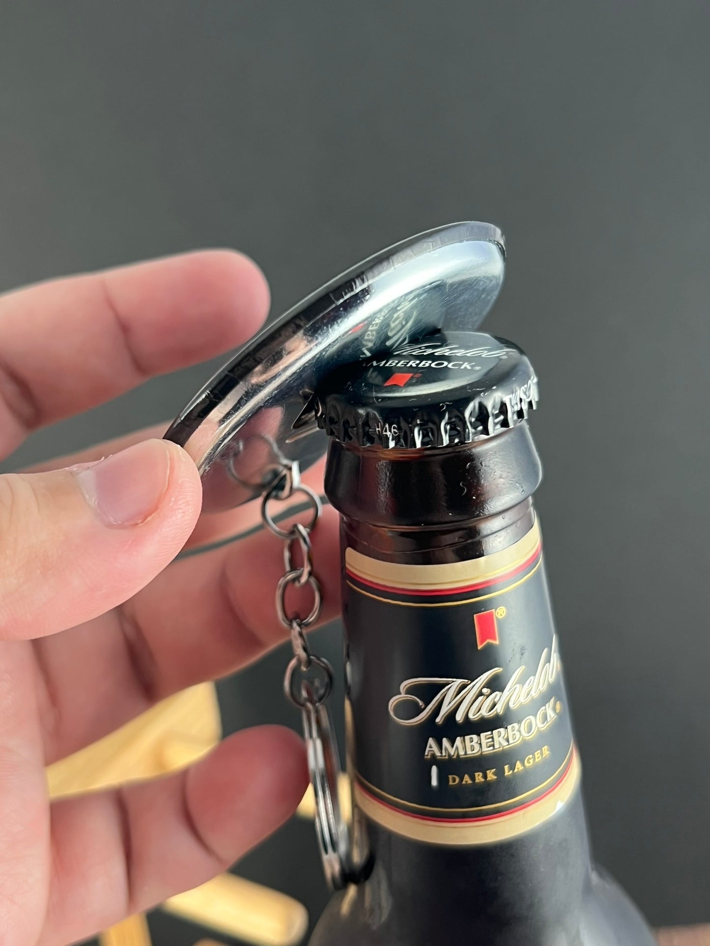 Bottle Opener Button Keychain