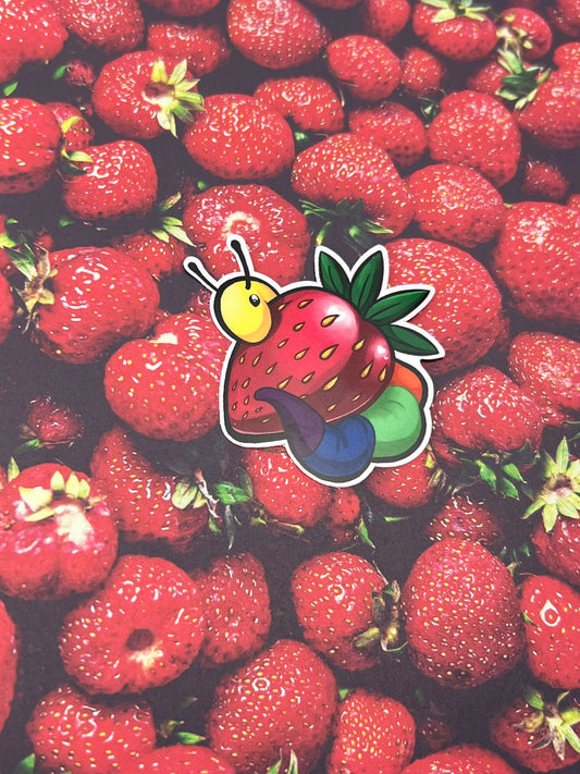 Strawberry Worm Sticker