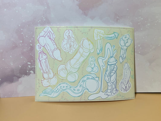 Rainbow Bits Sketch Print