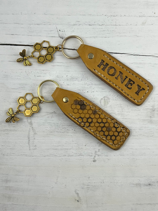 Nature Themed Leather Keychain