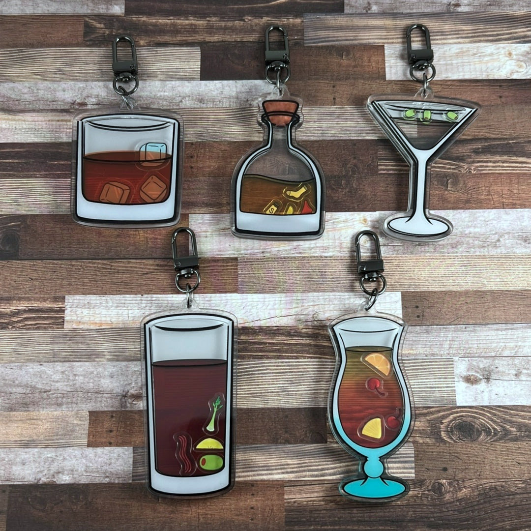 Alcoholic Acrylic Shaker Keychains