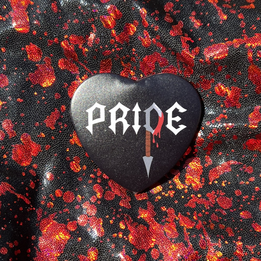 Metal Pride Heart Button