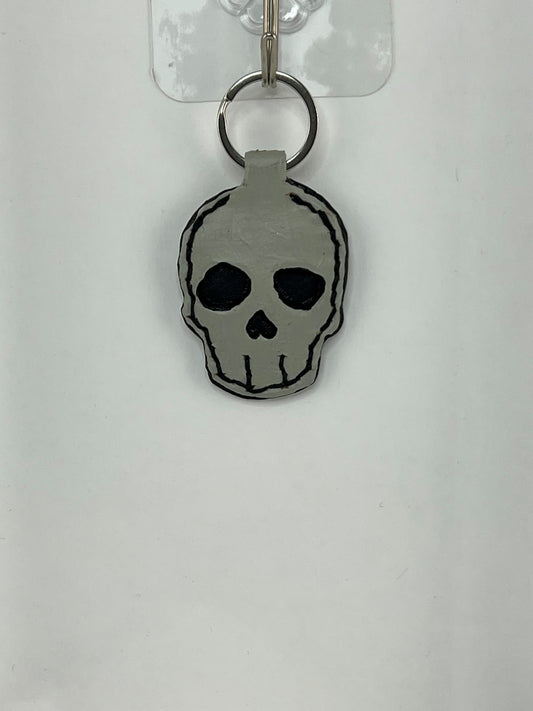 Skull Leather Keychain