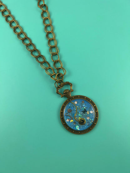 OOAK Alice Inspired Resin Pocket Watch Necklace