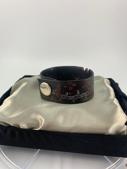 "Blood on the Wire" Leather Bracelet